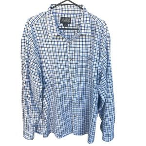 Midway USA Flannel Shirt Mens 2X XXL Blue‎ White Button Up Long Sleeve